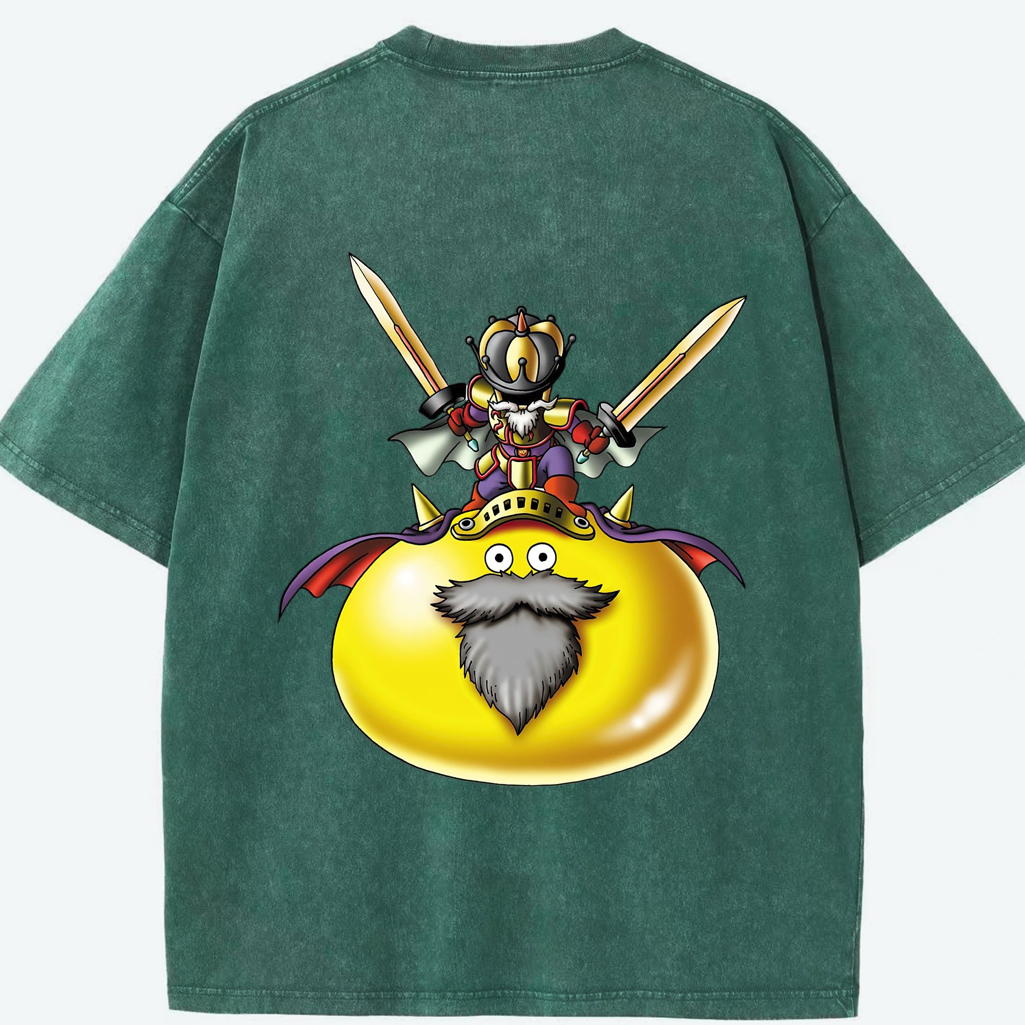 （画像用） ドラゴンクエスト Doragon Kuesuto Dragon Quest 綿100% ヴィンテージ風 半袖Tシャツ（背面プリント）